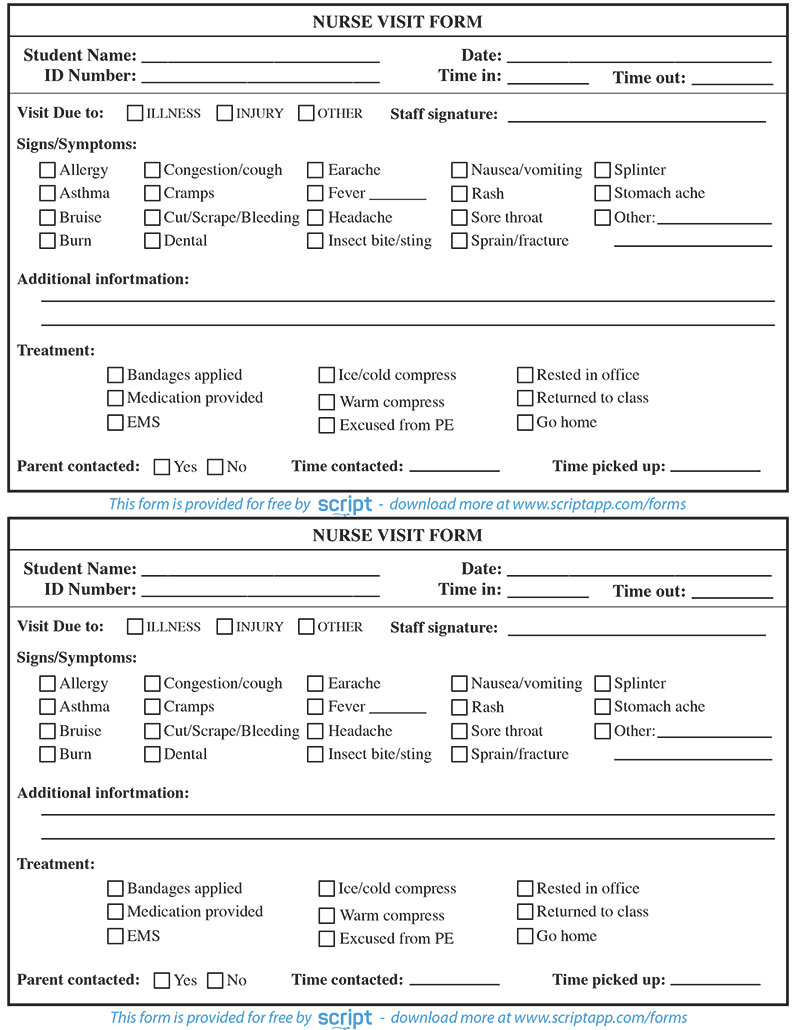 Nurse Visit Form Script